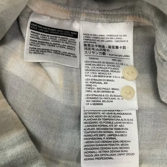 Levi’s Women's Boyfriend Fit Blue Yellow Plaid Button-Up Cotton Shirt Size XL - Picture 8 of 8